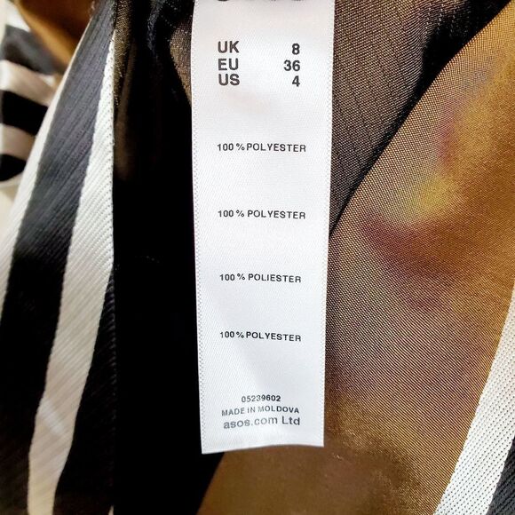 Asos Striped Gold Black Pleats Midi Skirt SALE - Picture 6 of 12